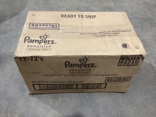 Case of Pampers Sensitive Baby Wipes 