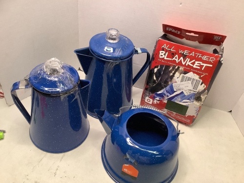 Lot of (4) Misc. Camping Supplies, Lid Broken on 1 Kettle, Ecommerce Return - Lot 752