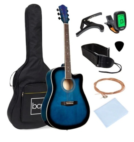 Full Size Beginner Acoustic Guitar Set with Case, Strap, Capo - 41in, Appears New - Lot 763