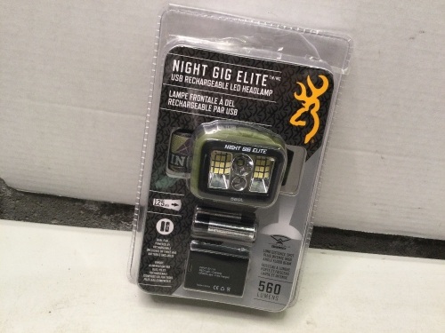 Night Gig Elite USB Rechargeable LED Headlamp, 560 Lumens, Appears New - Lot 30