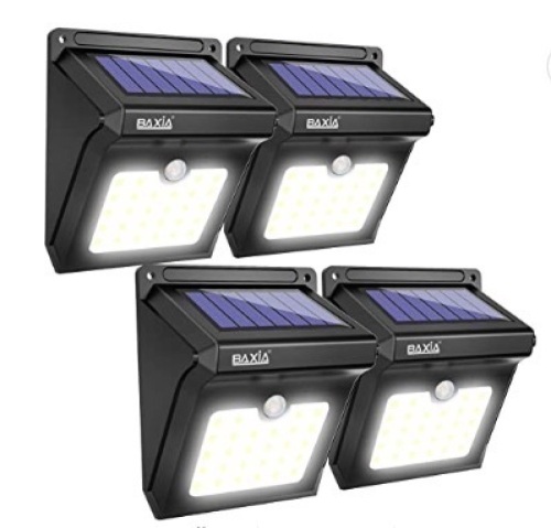 BAXIA Solar Motion Sensor Outdoor Lights, 4 Pack, Untested, E-Commerce Return - Lot 105