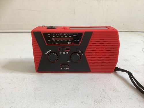 Solar Crank Weather Radio w/ Flashlight, Powers Up, E-Commerce Return - Lot 562