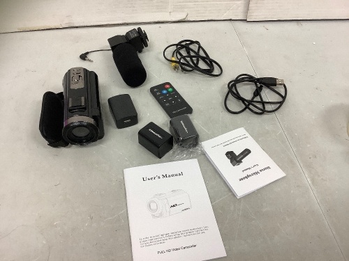 24MP Digital Camcorder & Microphone, Powers Up, Appears New - Lot 179