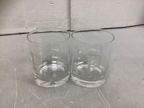 2pcs Morning Fog Custom Etched 'P' Glasses, Appears New - Lot 167