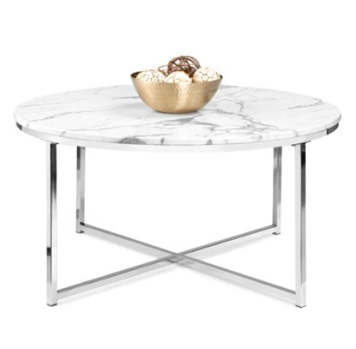 Round Coffee Table w/ Faux Marble Top - Lot 224