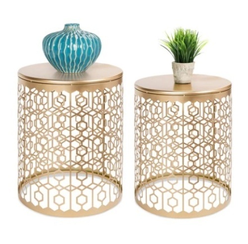 Set of 2 Decorative Round Side Accent Table - Lot 229