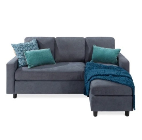 Linen Sectional Sofa Couch w/ Chaise Lounge - Lot 247