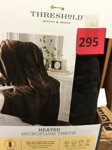 Threshold Heated Microplush Throw, Brown - Lot 295