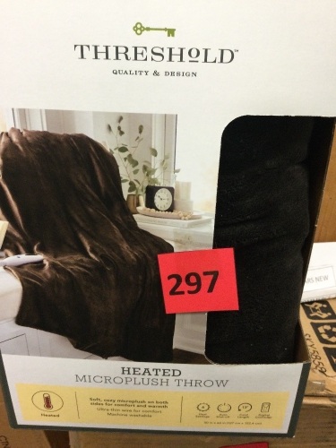 Threshold Heated Microplush Throw, Brown - Lot 297
