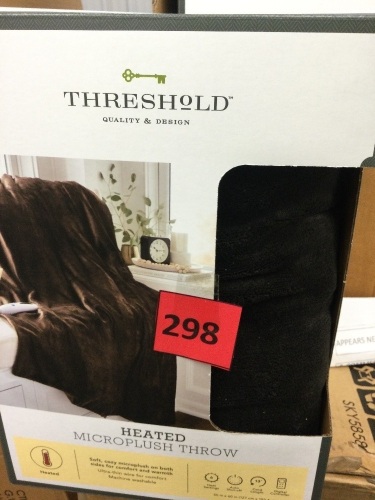 Threshold Heated Microplush Throw, Brown - Lot 298