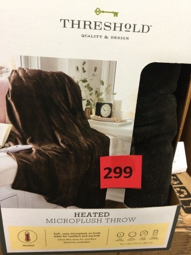 Threshold Heated Microplush Throw, Brown - Lot 299