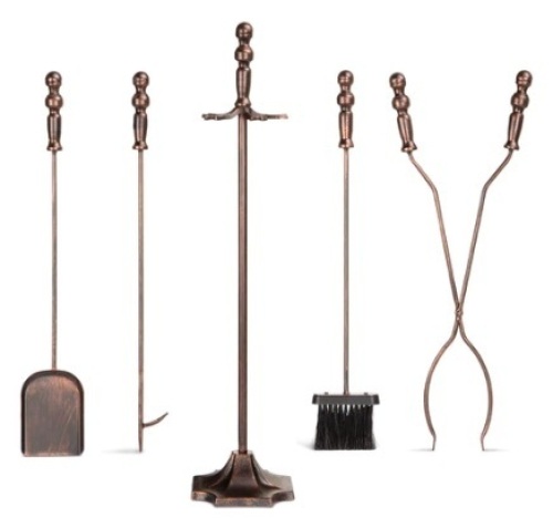 5-Piece Rustic Iron Fireplace Set - Lot 302