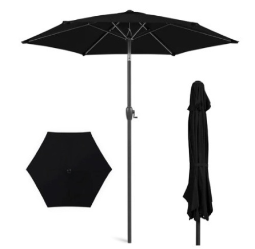 Outdoor Market Patio Umbrella, 7.5ft, Black - Lot 321