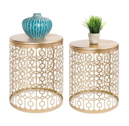 Set of 2 Decorative Round Side Accent Table - Lot 364