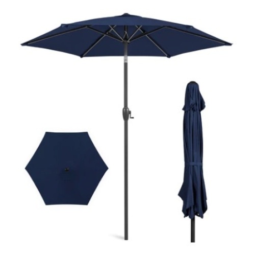 Outdoor Market Patio Umbrella, 7.5ft, Navy - Lot 389