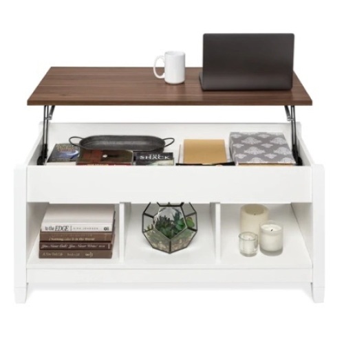 Multifunctional Lift Top Coffee Table, White - Lot 405