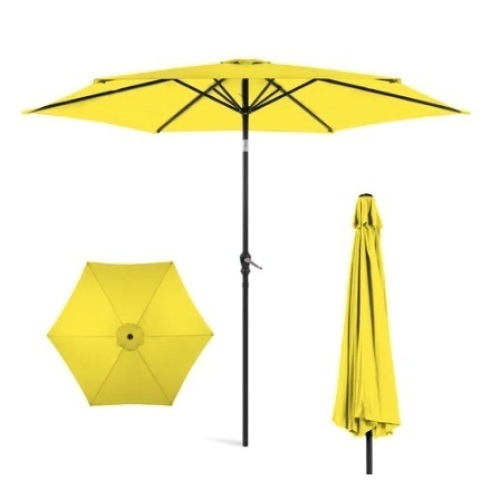 Outdoor Steel Market Patio Umbrella, 10ft, Yellow - Lot 409
