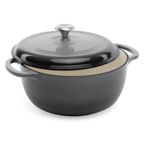 6qt Non-Stick Enamel Cast-Iron Dutch Oven, Gray - Lot 448