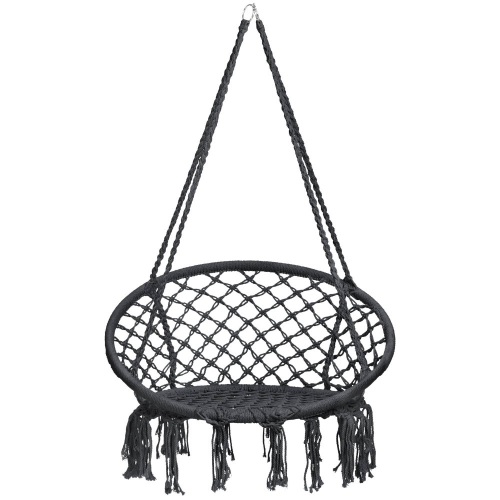 Cotton Macrame Hammock Hanging Chair Swing, Handwoven w/ Backrest - Lot 561