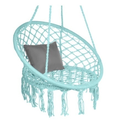 Cotton Macrame Hammock Hanging Chair Swing, Teal - Lot 458