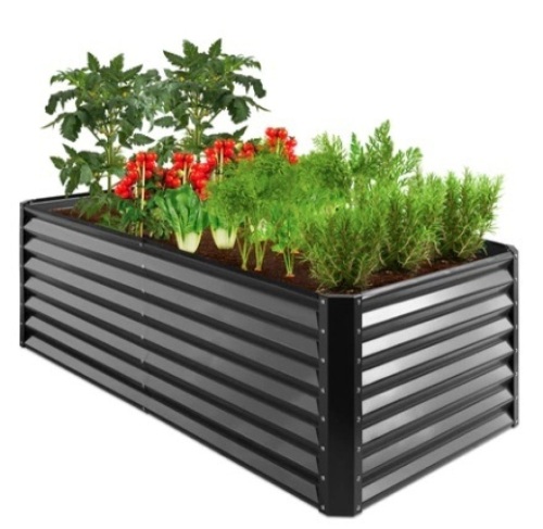 Outdoor Metal Raised Garden Bed, 6x3x2ft, Gray - Lot 502