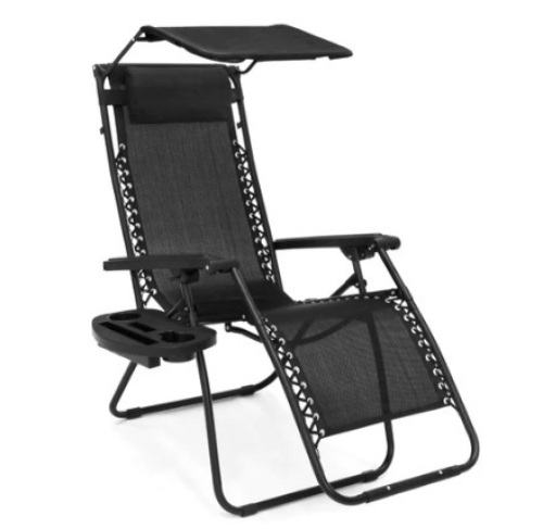 Folding Zero Gravity Recliner Patio Lounge Chair, Black - Lot 506