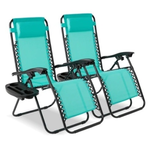 Set of 2 Adjustable Zero Gravity Patio Chair Recliners, Mint - Lot 530