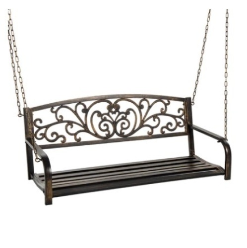2-Person Metal Outdoor Porch Swing, Bronze - Lot 546