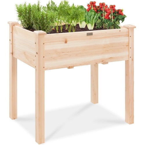 Raised Garden Bed, Elevated Wood Garden Planter Stand - 34x18x30
