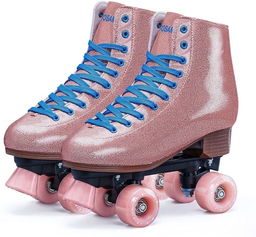 Tuosamtin Roller Skates for Women Girl Glitter Sparkle Quad Roller Skates for Outdoor and Indoor