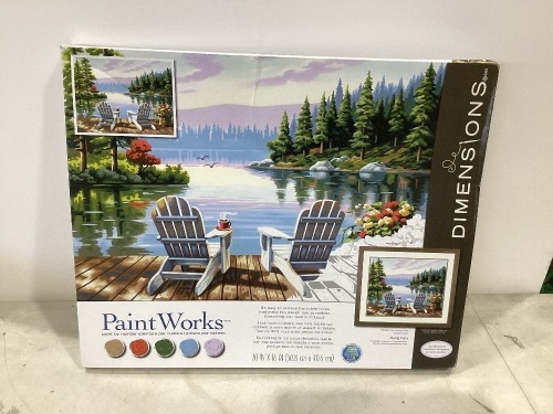 Lot of (10) Paint Works Paint By Number Kit 20"X16" Lakeside Morning - Lot 389