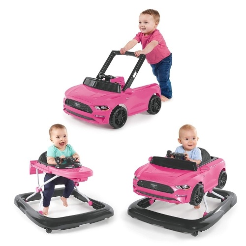 Bright Starts Ford Mustang Ways to Play 4-in-1 Baby Activity Push Walker, Pink, Age 6 months+   - Lot 506