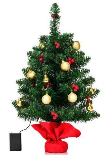 2 ft. Pre-Lit Tabletop Christmas Tree with 15 Warm LED Lights - Lot 695