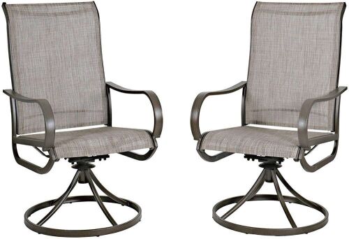 Welnow Gentle Rocker Patio Chair with Textilene Mesh Fabric, Brown, Set of 2  - Lot 52