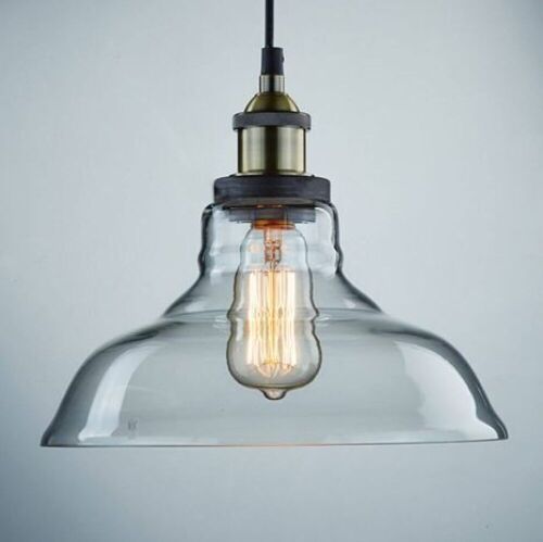Claxy Industrial Glass Pendant Light Antique Bronze Kitchen Fixture - Lot 242