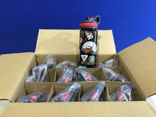 Case of (12) Disney Cars Water Bottle with Built In Straw  - Lot 1092