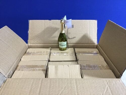 Case of Champagne Bottle Glass Christmas Ornaments - Lot 881