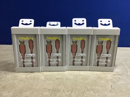 Lot of (4) 3' Lightning to USB-A Round Cables, Dusty Coral  - Lot 1139