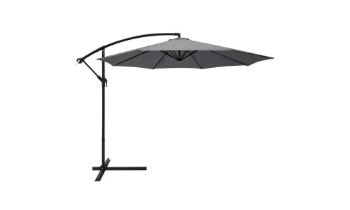 10ft Offset Hanging Aluminum Polyester Market Patio Umbrella w/ 8 Ribs and Easy Tilt Adjustment - Lot 682