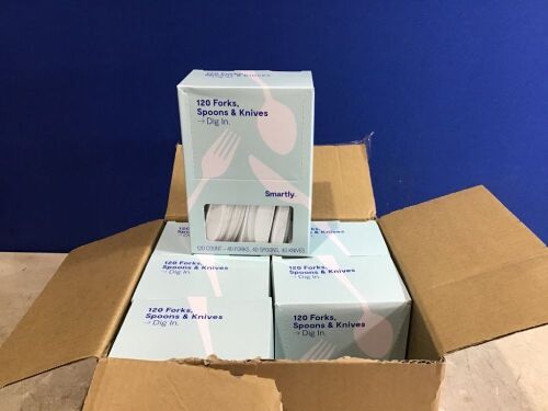 Case of (6) Smartly 120 Ct Plastic Forks, Spoons & Knives - Lot 947