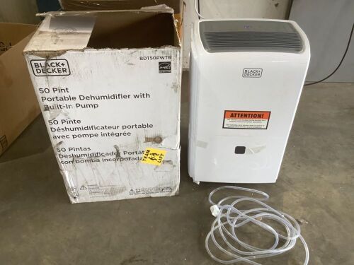 BLACK+DECKER 4500 Sq. Ft. Dehumidifier with Drain Pump for Extra Large Spaces and Basements, Energy Star Certified, BDT50PWTB - Missing Casters, Like New  - Lot 73