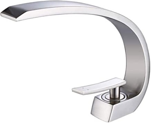 Wovier Brushed Nickel Bathroom Sink Faucet with Supply Hose,Unique Design Single Handle - Lot 1034