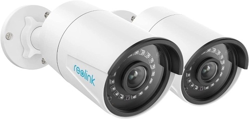  Set of (4) Home Security Outdoor Indoor Cameras , 5MP IP PoE Surveillance Cameras, 100ft IR Night Vision, Motion Detection, Work with Smart Home, Up to 128GB SD Card, RLC-410-5MP - Lot 392