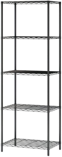 5 Shelves Unit Metal Storage Rack Durable Organizer, Black - Lot 653