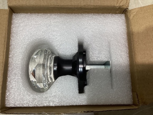 4 Pack Gobrico Door Hardware Crystal Glass Dummy Door Knobs,Matte Black   - Lot 276