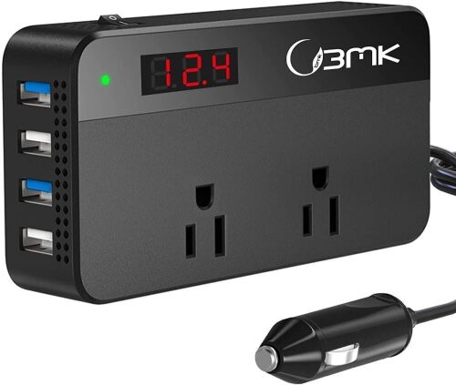 Lot of (30) BMK 200W Car Power Inverter DC 12V to 110V AC, 4 USB Ports Charger Adapter with Switch and LCD Screen - Lot 359