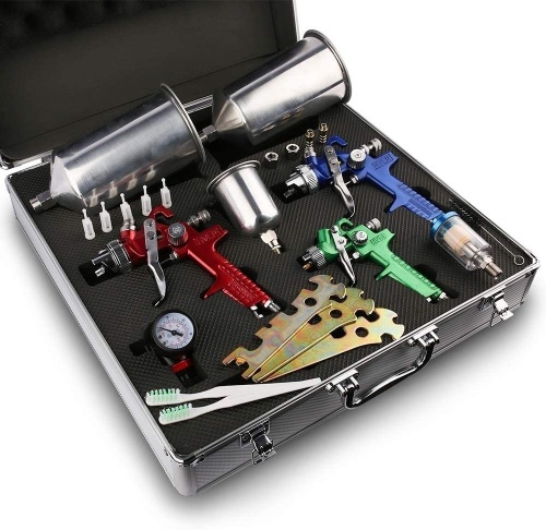 ETOSHA HVLP Spray Gun Set 3pcs, Auto Paint Primer with Air Regulator & Maintenance Kit, Paint Sprayer with Cups for Various Painting Projects（1.0mm, 1.4mm&1.8mm Needle Nozzle Set）   - Lot 552