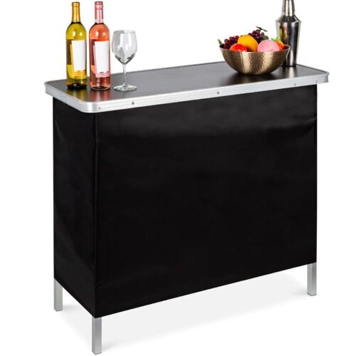 Portable Pop-Up Bar Table w/ Carrying Case, Removable Skirt - Lot 165