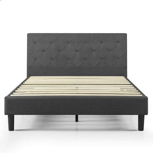 ZINUS Shalini Upholstered Platform Bed Frame Mattress Foundation Wood Slat Support, Queen  - Lot 326