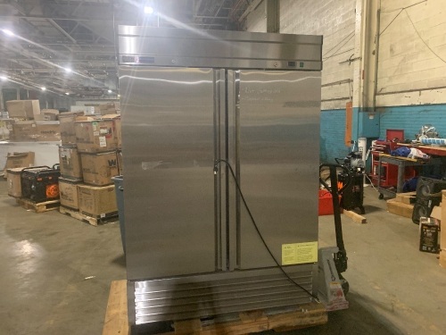 Kratos Refrigeration 69K-774 2 Door Reach-in Freezer, 46 Cu. Ft. Does not Get Cold. For Repair or Parts - Lot 439